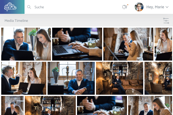 Die Media Timeline als zentrale Übersicht aller Bilder und Medien (Digital Assets) im Unternehmen
