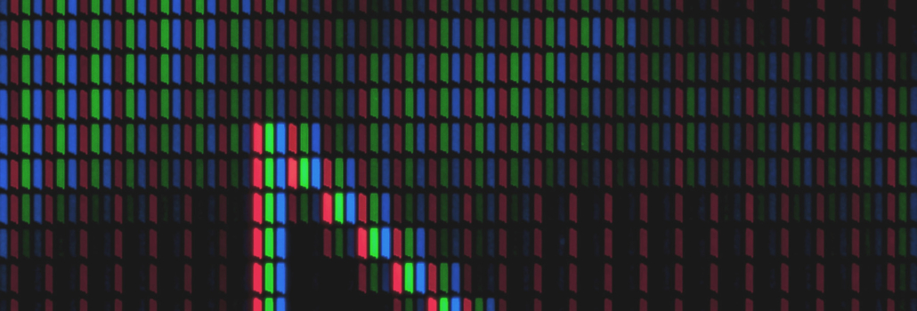 Individual pixels, pixel pitch, symbolic image pixel density or PPI (pixels per inch)