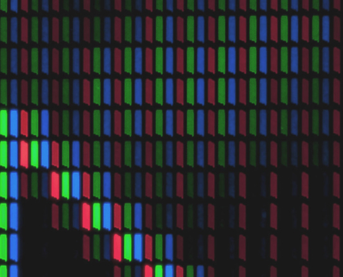 Einzelne Pixel, Pixelpitch, Symbolbild Pixeldichte bzw. PPI (pixels per inch)