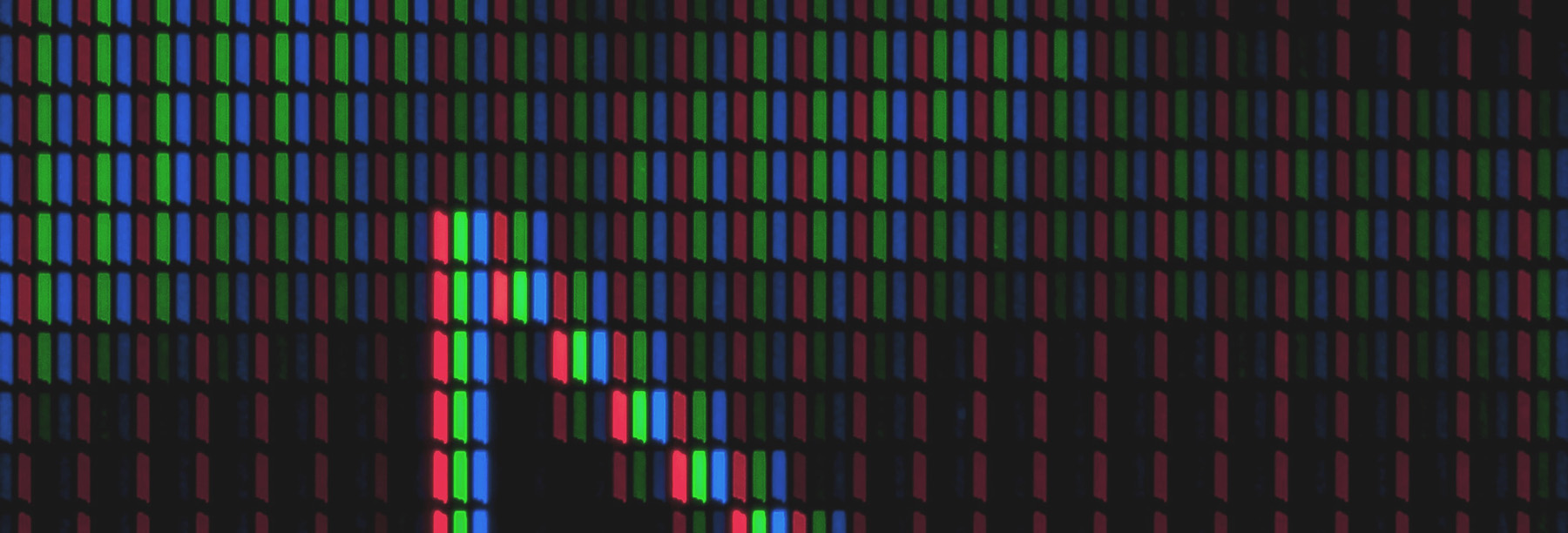 Einzelne Pixel, Pixelpitch, Symbolbild Pixeldichte bzw. PPI (pixels per inch)