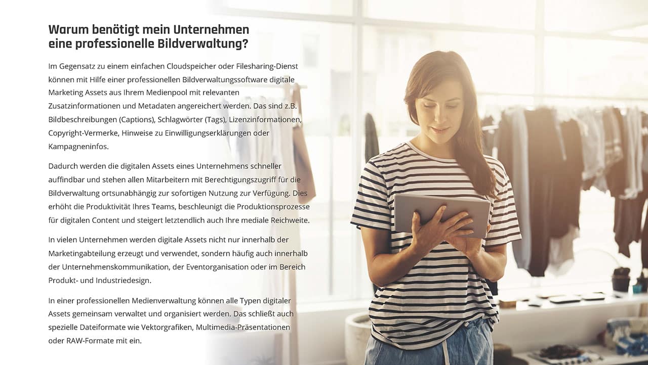 Intelligente Bildverwaltung / digital asset management (DAM)