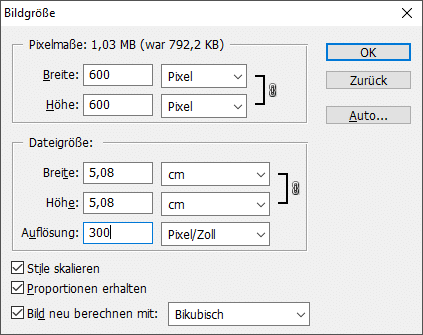 Screenshot from Adobe Photoshop - scaling individual images