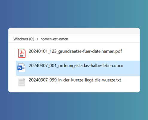 Header image with screenshot from Windows Explorer on the subject of file naming